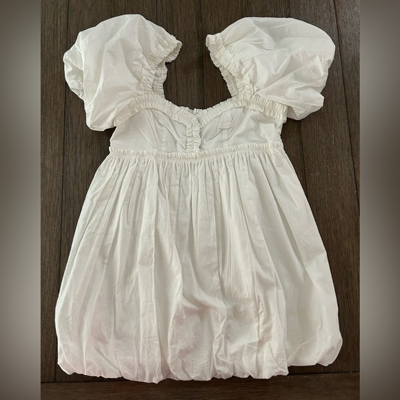 Free People Rendezvous Me White Mini Dress. Bubble Hem. puffed Sleeves. XS NWT - Picture 4 of 6